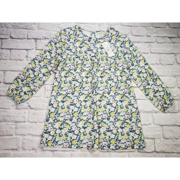 Peek Girls Size 12 Floral Print Button Keyhole Back Long-Sleeve Dress - Picture 1 of 6